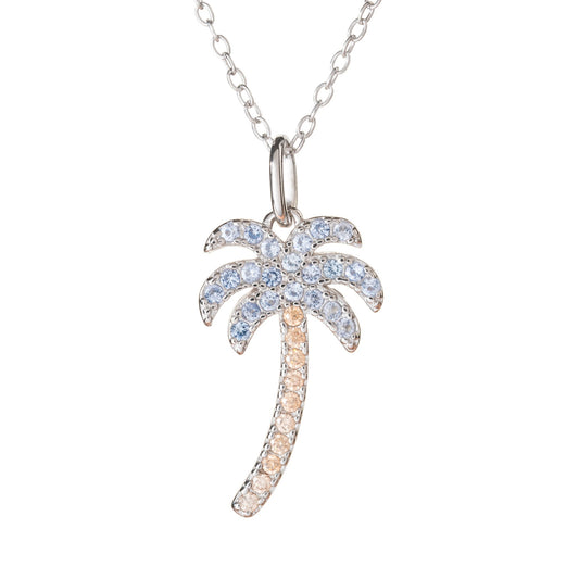 Silver 925 palm tree - rose gold & azure