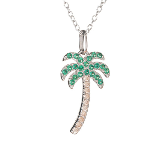 Silver 925 palm tree - rose gold & green