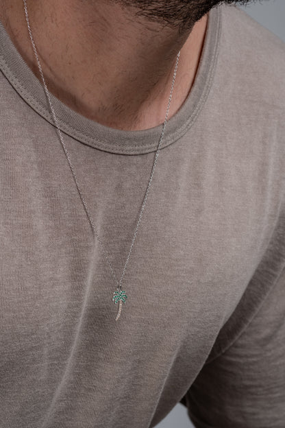 Silver 925 palm tree - rose gold & green