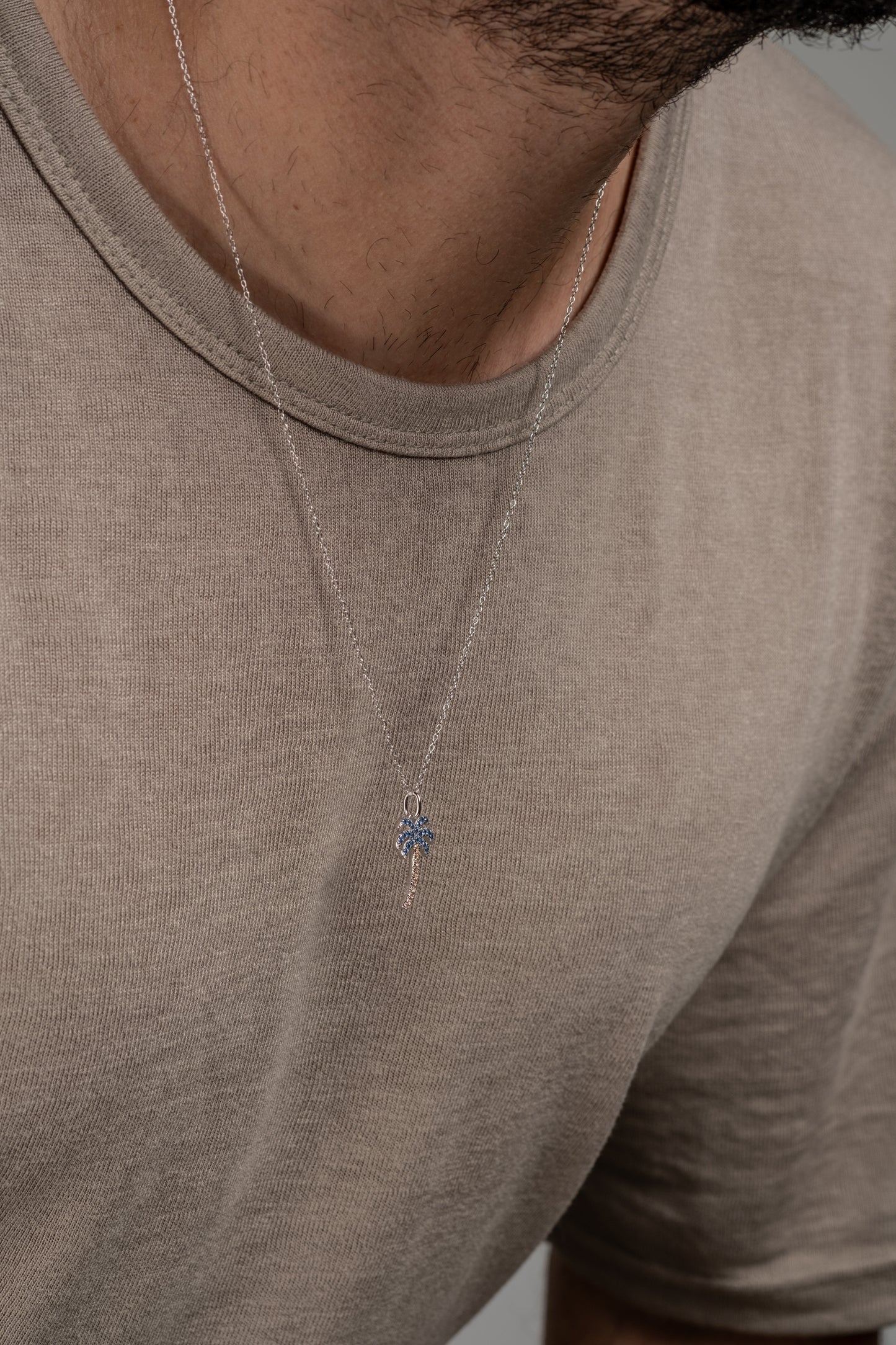 Silver 925 palm tree - rose gold & azure