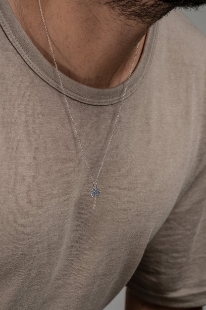 Silver 925 palm tree - rose gold & azure