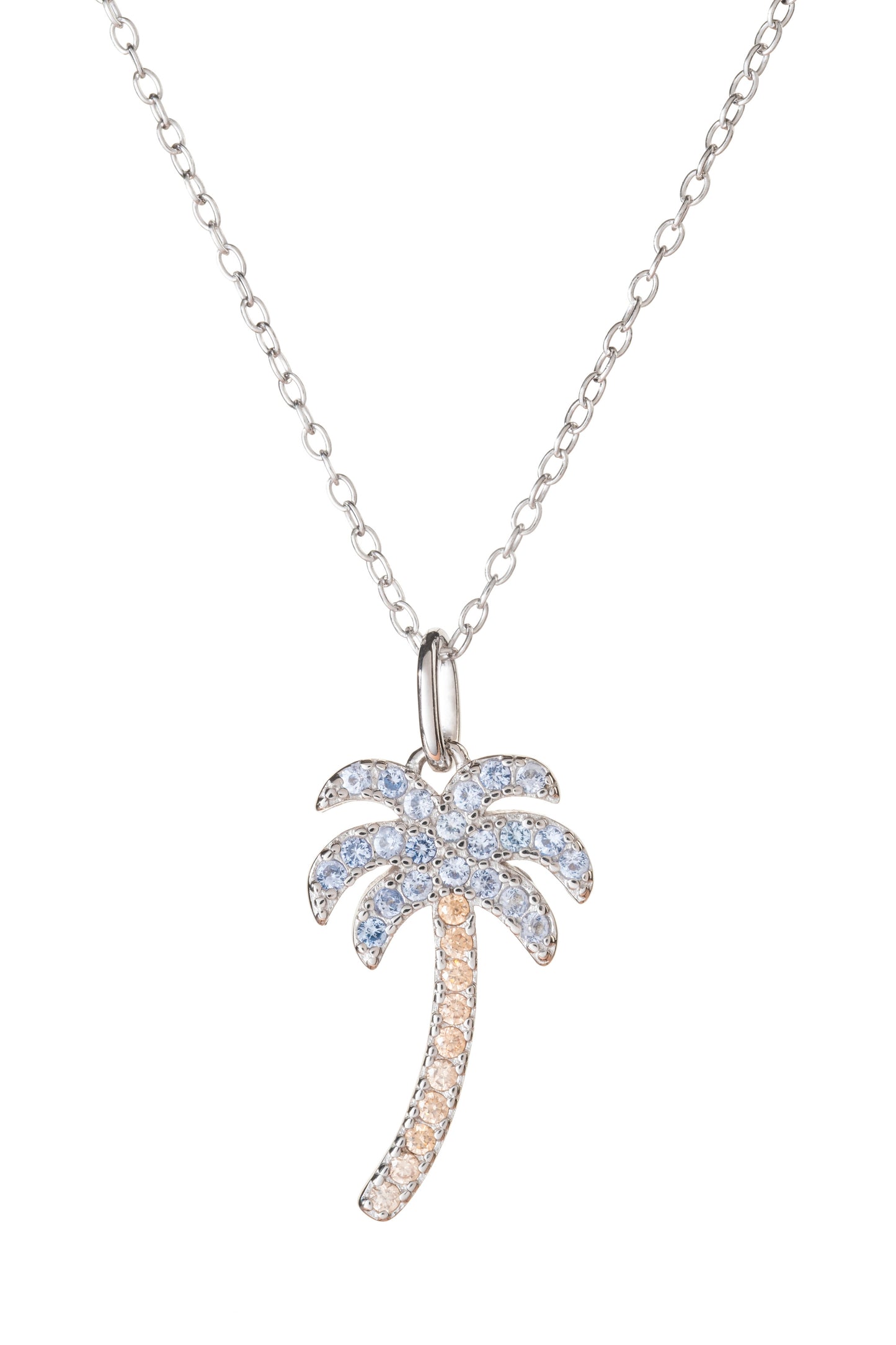Silver 925 palm tree - rose gold & azure