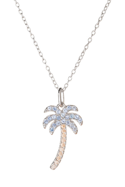Silver 925 palm tree - rose gold & azure